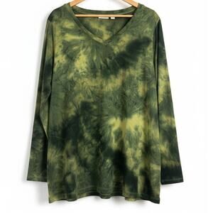 LOGO Lounge Womens 1X Tie Dye Artsy Boho‎ Eclectic Grunge Leisure Tunic Top